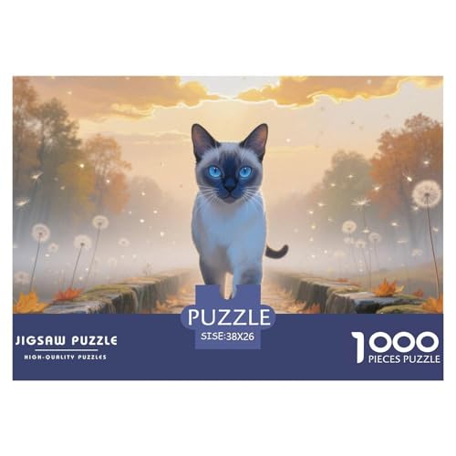 siamischen 1000 Teile Puzzle Pet Katze Für Die Ganze Familie Herausforderung Detailreich Spaß Lernspiel 38x26cm/1000pcs von OJASDBDJE