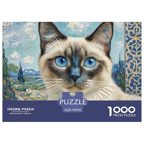 siamischen 1000 Teile Puzzle Pet Katze Für Die Ganze Familie Herausforderung Detailreich Spaß Lernspiel 70x50cm/1000pcs von OJASDBDJE