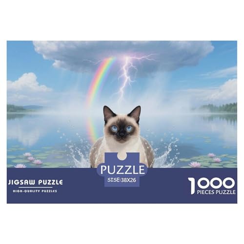 siamischen 1000 Teile Puzzle Pet Katze Geschenke Für Frauen/Männer Entspannend Detailreich Spaß Pädagogisches Spiel 38x26cm/1000pcs von OJASDBDJE