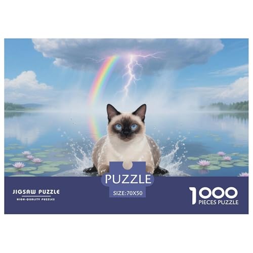 siamischen 1000 Teile Puzzle Pet Katze Geschenke Für Frauen/Männer Entspannend Premium-Qualität Spaß Lernspiel 70x50cm/1000pcs von OJASDBDJE
