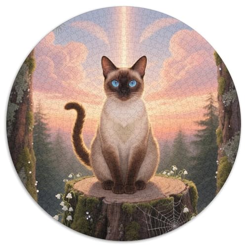siamischen 1000 Teile Puzzle Pet Katze Rund Puzzle Geeignet Ab 12 Jahren Pädagogisches Für Erwachsene Kinder Buntes Tier Geschenke 1000pcs (67.5x67.5cm) von OJASDBDJE