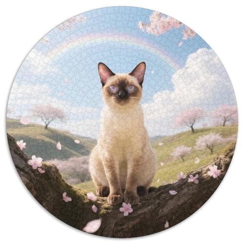 siamischen 1000 Teile Puzzles Pet Katze Circular Puzzles Geeignet Ab 12 Jahren Pädagogisches Für Erwachsene Kinder Buntes Tier Stressabbau-Spielzeug 1000pcs (67.5x67.5cm) von OJASDBDJE