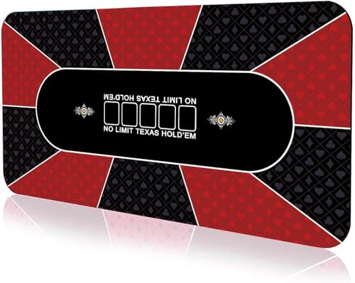 Pokermatte, Faltbare Pokermatte, professionelle Texas-Pokermatte aus Gummi for 10 Spieler, Spiellayoutmatte for Spieler in Rot, tragbare professionelle Pokermatte(M) von OJIJO