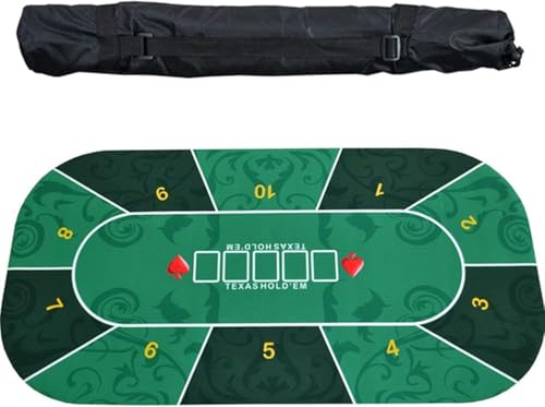 Pokermatte, Faltbare Tischkartenspielmatte 1,2 x 0,6 m, professionelle Faltbare Pokertischplatte, tragbares Pokertisch-Layout aus Gummi for 10 Spieler(Green) von OJIJO