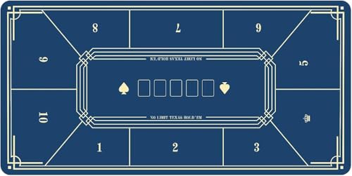 Pokermatte, Texas Hold'em Pokermatte, professionelle Tisch-Layoutmatte mit Tragetasche, Gummi-Spiel-Layout-Tischabdeckung for Partys(Blue,S) von OJIJO