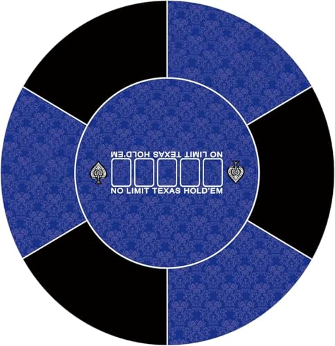 Pokermatte, professionelle runde Pokermatte for Texas Hold'em mit Tragetasche, tragbare Pokertischplatte mit Art-Deco-Layout-Druck(Blue,L) von OJIJO