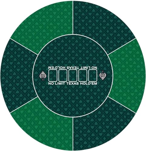 Pokermatte, professionelle runde Pokermatte for Texas Hold'em mit Tragetasche, tragbare Pokertischplatte mit Art-Deco-Layout-Druck(Green,L) von OJIJO