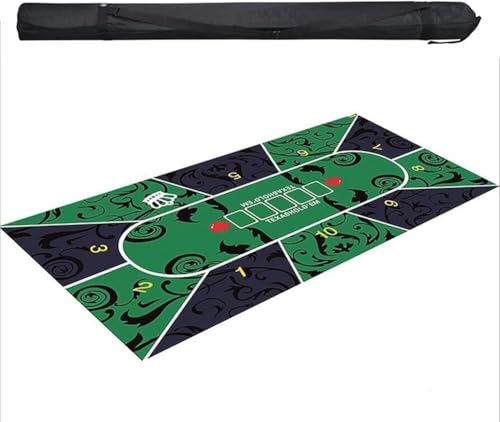 OJIJO Pokermatte, tragbare ovale Pokertisch-Layout-Pokermatte aus Gummischaum mit Tragetasche, Faltbare Tischkartenspielmatte von OJIJO
