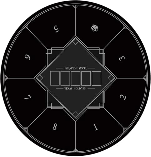 OJIJO Pokermatte, tragbare runde Pokermatte for Texas Hold'em, Faltbare Tischkartenspielmatte, Faltbare Pokertischplatte for 8 Spieler(Black,L) von OJIJO