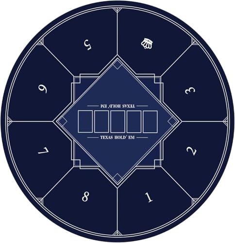 Pokermatte, tragbare runde Pokermatte for Texas Hold'em, Faltbare Tischkartenspielmatte, Faltbare Pokertischplatte for 8 Spieler(Blue,S) von OJIJO