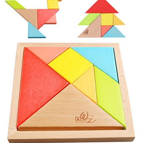 OJIN 7 STÜCKE Holz Tangram Rätsel Puzzle Pädagogische Entwicklungs Intellektuelle Spiel Kinder Spielzeug von Guoml