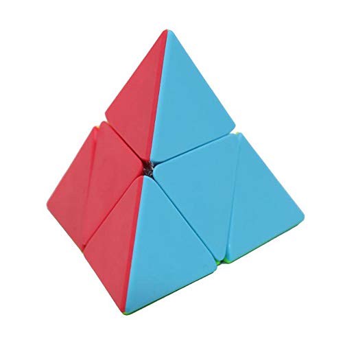 OJIN MO FANG GE Pyraminx 2x2 Aufkleberloser Würfel MoFangGe Pyramide 2x2 Dreieck Vierachsiger Tetraeder-Puzzle-Würfel mit einem Würfelstativ (2x2 Stickerless) von OJIN