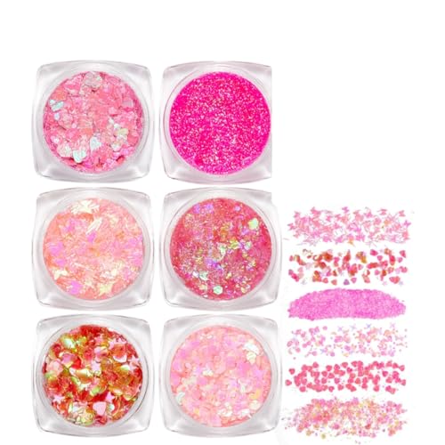 Im Dunkeln leuchtender Glitzer, 6 Formen und Farben, rosa Körperglitzergel, für Körper/Gesicht/Haare/Lidschatten. von OJMBN