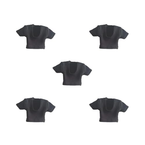 OJREEUB 5 Sets mit weiblichen Actionfiguren, 1:12, Kleidung, DIY-Puppe, weiche Puppenkleidung, schwarz, Länge: 3 cm von OJREEUB