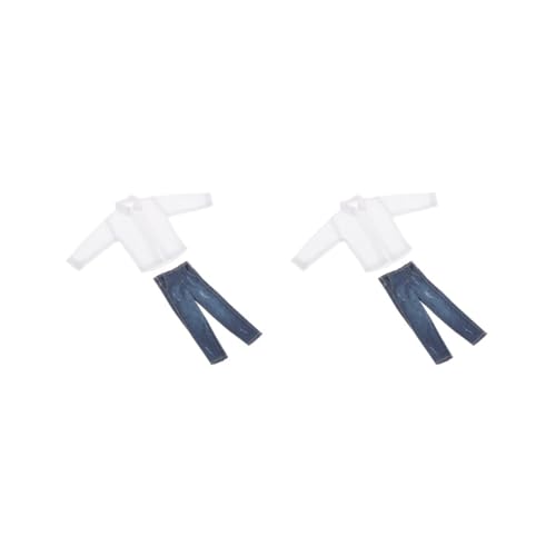 OJREEUB Miniatur-Jeans-Anzug, lässiges weißes Hemd für 15,2 cm große männliche Figuren, 2 Stück von OJREEUB