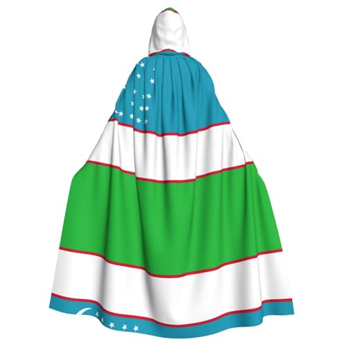Großer Halloween-Umhang mit Flagge der Republik Usbekistan, bedruckt, für Erwachsene, 140 cm Länge, geeignet für Maskerade-Kostüme, Comic-Con von OKFSTY