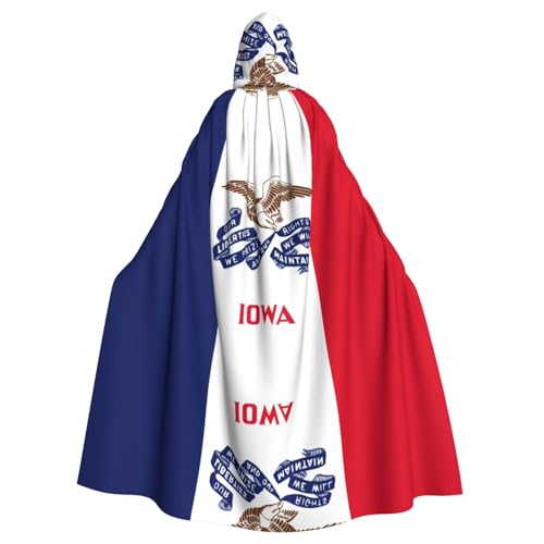 Iowa Erwachsenen-Umhang mit Staatsflagge, großer Kapuzenumhang, 140 cm Länge, geeignet für Maskerade-Kostüme, Comic-Con von OKFSTY