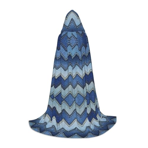 OKFSTY Blauer Denim-Druck, Kapuzenumhang für Teenager, Halloween-Kapuzenumhang für Jugendliche, geeignet für Themenpartys, Comic-Con OKFSTY Blauer Denim-Druck, Kapuzenumhang für Teenager, Halloween-Kapuzenumhang für Jugendliche, geeignet für Themenpartys, Comic-Con von OKFSTY