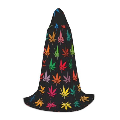 OKFSTY Farbenfroher Cannabisblätter-Druck, Kapuzenumhang für Teenager, Halloween-Kapuzenumhang für Jugendliche, geeignet für Themenpartys, Comic-Con OKFSTY Farbenfroher Cannabisblätter-Druck, Kapuzenumhang für Teenager, Halloween-Kapuzenumhang für Jugendliche, geeignet für Themenpartys, Comic-Con von OKFSTY