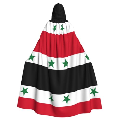 OKFSTY Flagge der Arabischen Republik Syrien Druck Erwachsene Halloween Großer Kapuzenumhang 140 cm Länge, geeignet für Maskerade-Kostüme, Comic-Con von OKFSTY