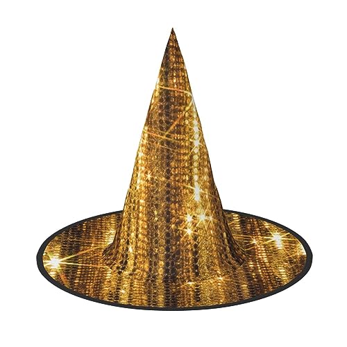 OKFSTY Goldene Pailletten-Hexenhüte für Halloween, Kostümzubehör, Cosplay, Party, Erwachsene, breite Krempe, spitzer Hut, 3 Stück OKFSTY Goldene Pailletten-Hexenhüte für Halloween, Kostümzubehör, Cosplay, Party, Erwachsene, breite Krempe, spitzer Hut, 3 Stück von OKFSTY
