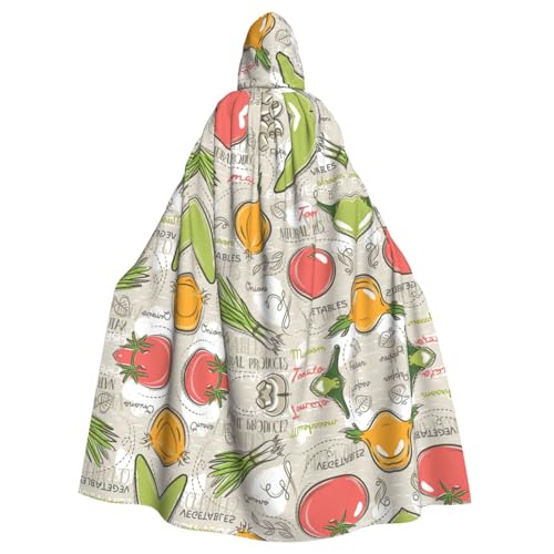 OKFSTY Großer Kapuzenumhang mit Gemüse und Früchten für Erwachsene, 140 cm Länge, geeignet für Maskerade-Kostüme, Comic-Con von OKFSTY