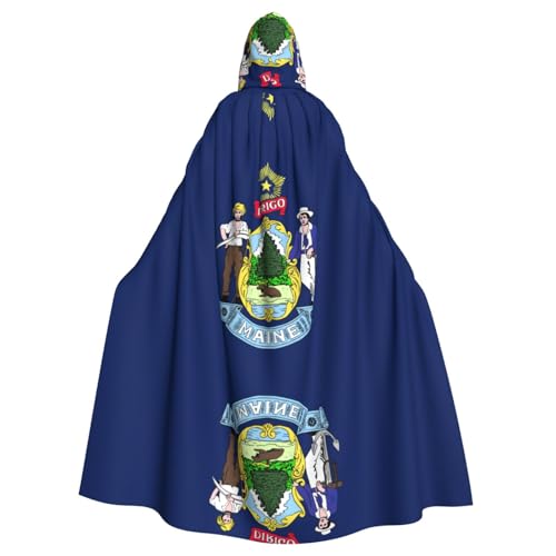OKFSTY Großer Kapuzenumhang mit Maine State Flagge, für Erwachsene, 140 cm Länge, geeignet für Maskerade-Kostüme, Comic-Con von OKFSTY