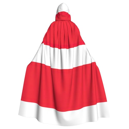 OKFSTY Großer Kapuzenumhang mit Österreichischer Flagge, für Erwachsene, Halloween, 140 cm Länge, geeignet für Maskerade-Kostüme, Comic-Con von OKFSTY