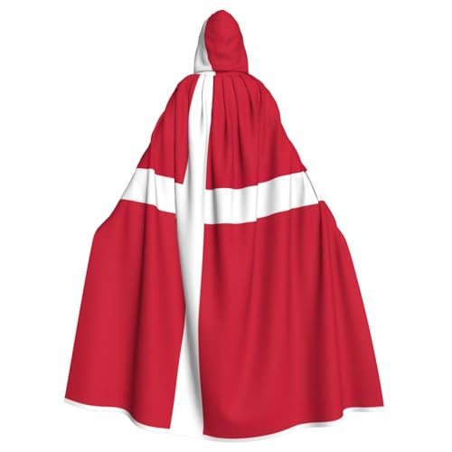 OKFSTY Großer Kapuzenumhang mit dänischer Flagge, für Erwachsene, Halloween, 140 cm Länge, geeignet für Maskerade-Kostüme, Comic-Con OKFSTY Großer Kapuzenumhang mit dänischer Flagge, für Erwachsene, Halloween, 140 cm Länge, geeignet für Maskerade-Kostüme, Comic-Con von OKFSTY