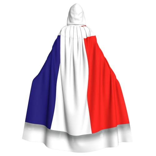 OKFSTY Großer Kapuzenumhang mit französischer Flagge, für Erwachsene, 140 cm Länge, geeignet für Maskerade-Kostüme, Comic-Con von OKFSTY