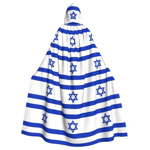 OKFSTY Großer Kapuzenumhang mit israelischer Flagge für Erwachsene, 140 cm Länge, geeignet für Maskerade-Kostüme, Comic-Con von OKFSTY