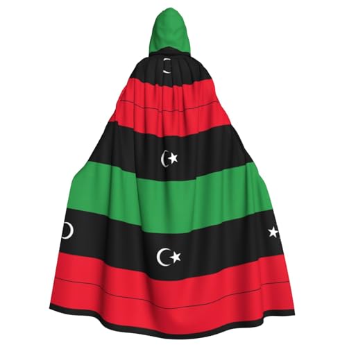 OKFSTY Großer Kapuzenumhang mit libyscher Flagge, für Erwachsene, Halloween, 140 cm Länge, geeignet für Maskerade-Kostüme, Comic-Con von OKFSTY