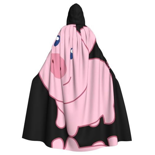 OKFSTY Großer Kapuzenumhang mit niedlichem Schweine-Druck, für Erwachsene, 140 cm Länge, geeignet für Maskerade-Kostüme, Comic-Con von OKFSTY