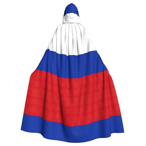 OKFSTY Großer Kapuzenumhang mit russischer Flagge, für Erwachsene, 140 cm Länge, geeignet für Maskerade-Kostüme, Comic-Con von OKFSTY