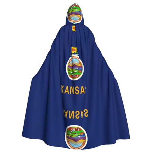 OKFSTY Kansas Umhang mit Staatsflagge für Erwachsene, groß, 140 cm lang, geeignet für Maskerade-Kostüme, Comic-Con von OKFSTY