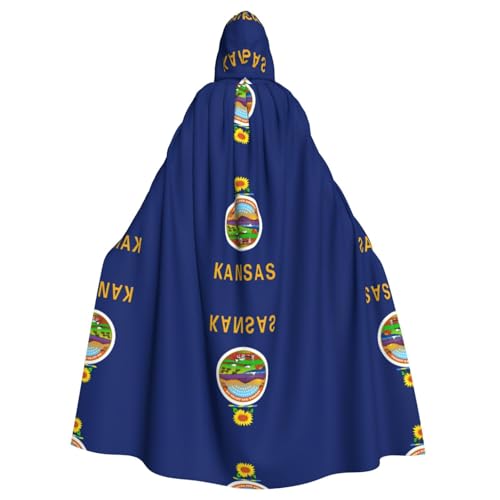 OKFSTY Kansas Umhang mit Staatsflagge für Erwachsene, groß, 140 cm lang, geeignet für Maskerade-Kostüme, Comic-Con von OKFSTY
