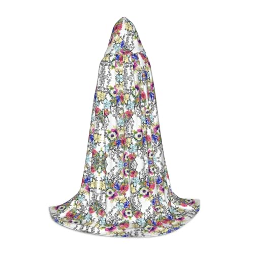 OKFSTY Kapuzenumhang für Teenager, Motiv: Blühende Wildblumen, Vögel, Blätter, Zweige, bedruckt, für Teenager, Halloween-Kapuzenumhang für Jugendliche, geeignet für Themenpartys, Comic-Con OKFSTY Kapuzenumhang für Teenager, Motiv: Blühende Wildblumen, Vögel, Blätter, Zweige, bedruckt, für Teenager, Halloween-Kapuzenumhang für Jugendliche, geeignet für Themenpartys, Comic-Con von OKFSTY