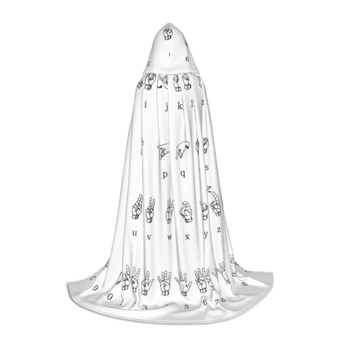 OKFSTY Kapuzenumhang in Zeichensprache, Alphabet-Druck, für Teenager, Halloween-Kapuzenumhang für Jugendliche, geeignet für Themenpartys, Comic-Con OKFSTY Kapuzenumhang in Zeichensprache, Alphabet-Druck, für Teenager, Halloween-Kapuzenumhang für Jugendliche, geeignet für Themenpartys, Comic-Con von OKFSTY