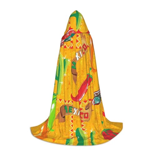 OKFSTY Kapuzenumhang mit Kaktus-Hut und Chili-Pfeffer-Druck für Teenager, Halloween-Kapuzenumhang für Jugendliche, geeignet für Themenpartys, Comic-Con OKFSTY Kapuzenumhang mit Kaktus-Hut und Chili-Pfeffer-Druck für Teenager, Halloween-Kapuzenumhang für Jugendliche, geeignet für Themenpartys, Comic-Con von OKFSTY