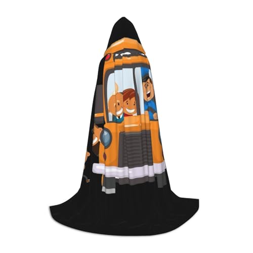 OKFSTY Kapuzenumhang mit Schulbus-Aufdruck für Teenager, Halloween-Kapuzenumhang für Jugendliche, geeignet für Themenpartys, Comic-Con OKFSTY Kapuzenumhang mit Schulbus-Aufdruck für Teenager, Halloween-Kapuzenumhang für Jugendliche, geeignet für Themenpartys, Comic-Con von OKFSTY