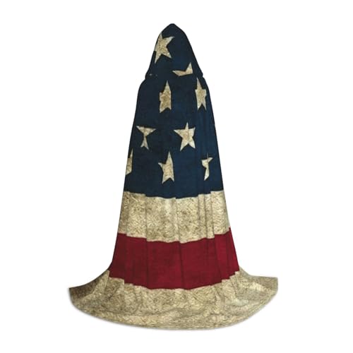 OKFSTY Kapuzenumhang mit amerikanischer Flagge, für Teenager, Halloween-Kapuzenumhang für Jugendliche, geeignet für Themenpartys, Comic-Con von OKFSTY