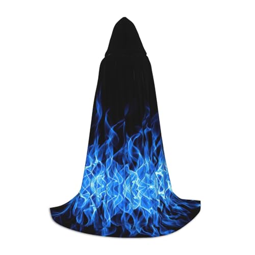 OKFSTY Kapuzenumhang mit blauem Flammendruck für Teenager, Halloween-Kapuzenumhang für Jugendliche, geeignet für Themenpartys, Comic-Con OKFSTY Kapuzenumhang mit blauem Flammendruck für Teenager, Halloween-Kapuzenumhang für Jugendliche, geeignet für Themenpartys, Comic-Con von OKFSTY