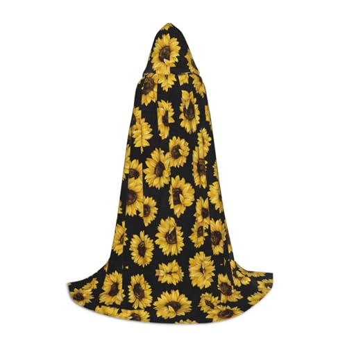OKFSTY Kapuzenumhang mit goldenem Sonnenblumendruck für Teenager, Halloween-Kapuzenumhang für Jugendliche, geeignet für Themenpartys, Comic-Con OKFSTY Kapuzenumhang mit goldenem Sonnenblumendruck für Teenager, Halloween-Kapuzenumhang für Jugendliche, geeignet für Themenpartys, Comic-Con von OKFSTY