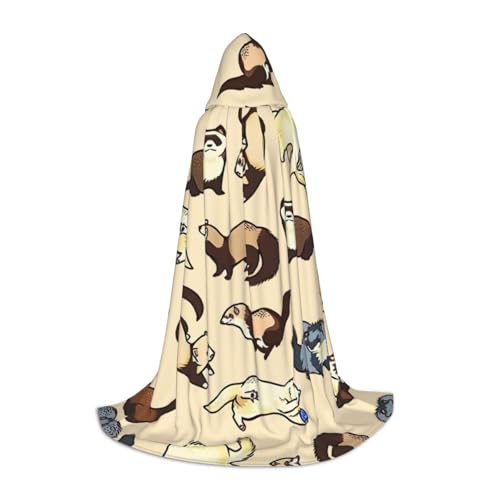 OKFSTY Kapuzenumhang mit haarigem Frettchen-Druck für Teenager, Halloween-Kapuzenumhang für Jugendliche, geeignet für Themenpartys, Comic-Con OKFSTY Kapuzenumhang mit haarigem Frettchen-Druck für Teenager, Halloween-Kapuzenumhang für Jugendliche, geeignet für Themenpartys, Comic-Con von OKFSTY