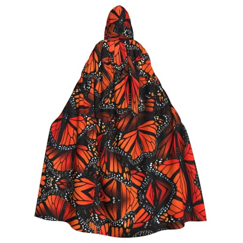 OKFSTY Monarch-Schmetterlinge. Bedruckter Halloween-Umhang mit Kapuze, 140 cm Länge, geeignet für Maskerade-Kostüme, Comic-Con von OKFSTY