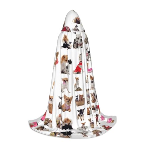 OKFSTY Niedliches Chihuahua-Mops-Muster, Uni, Halloween, Kapuzenumhang, Cosplay, Kostüm, Weihnachten, für Halloween, Karneval, Cosplay, Party OKFSTY Niedliches Chihuahua-Mops-Muster, Uni, Halloween, Kapuzenumhang, Cosplay, Kostüm, Weihnachten, für Halloween, Karneval, Cosplay, Party von OKFSTY