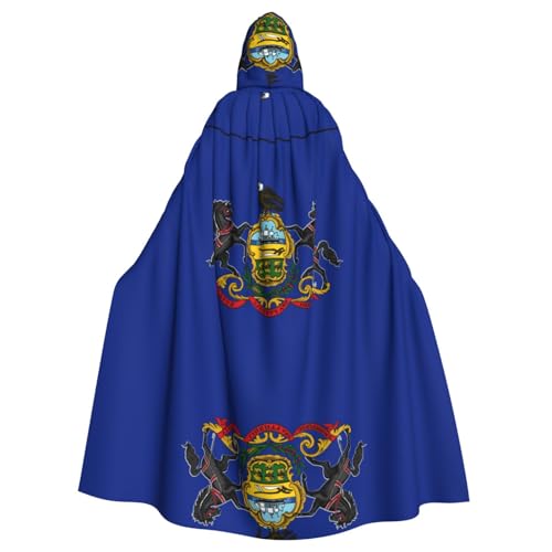 OKFSTY Pennsylvania Umhang mit Staatsflagge, für Erwachsene, Halloween, großer Kapuzenumhang, 140 cm Länge, geeignet für Maskerade-Kostüme, Comic-Con von OKFSTY