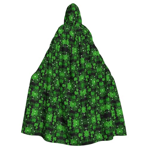 OKFSTY St. Patricks Day Erwachsenen-Umhang mit Blättern, großer Kapuzenumhang, 140 cm Länge, geeignet für Maskerade-Kostüme, Comic-Con von OKFSTY