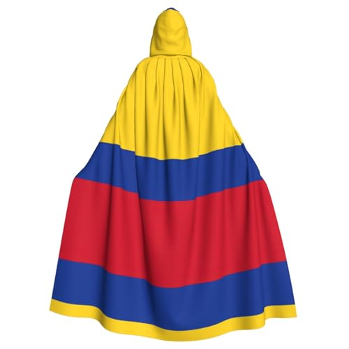 OKFSTY Umhang mit Kapuze für Erwachsene, Motiv: Flagge von Kolumbien, groß, 140 cm Länge, geeignet für Maskerade-Kostüme, Comic-Con von OKFSTY
