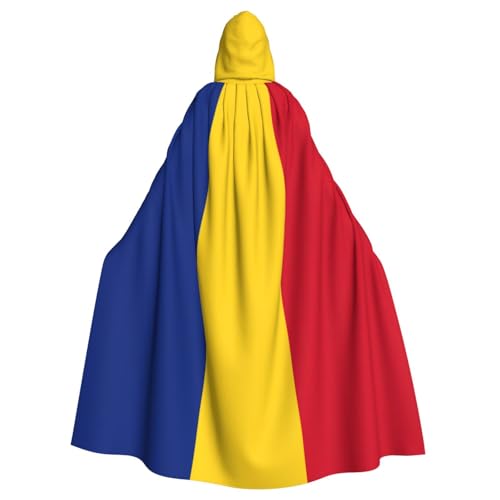 OKFSTY Umhang mit Kapuze für Erwachsene, Motiv: Flagge von Rumänien, groß, 140 cm Länge, geeignet für Maskerade-Kostüme, Comic-Con von OKFSTY